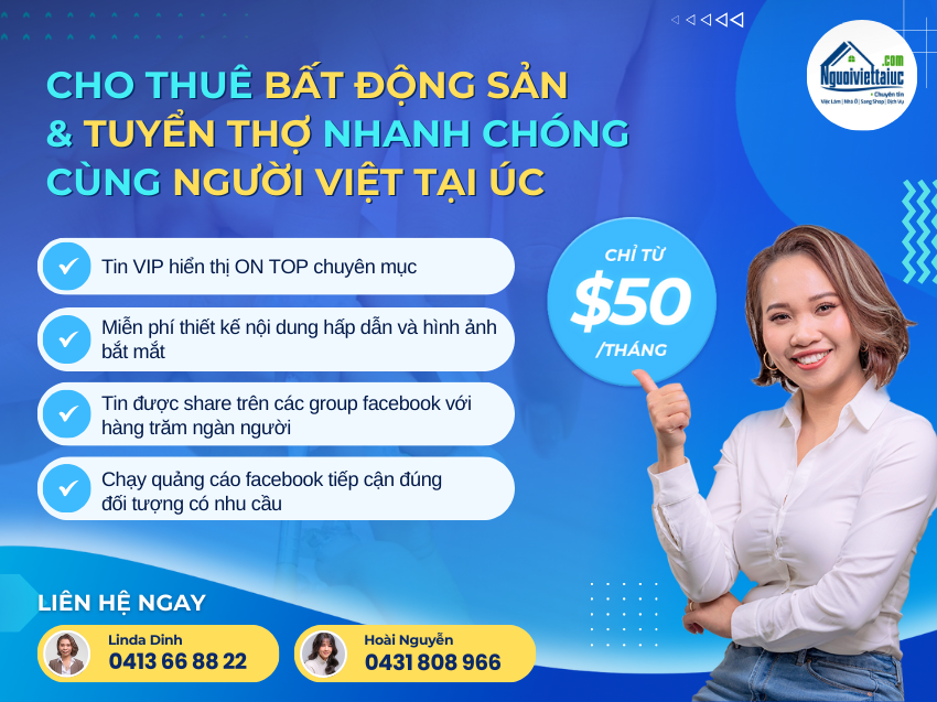 Cho thuê bất động sản và tuyển thợ nhanh chóng với Người Việt Tại Úc