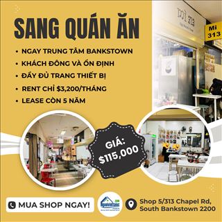 Sang quán ăn vị trí đẹp, income ổn định ngay trung tâm Bankstown